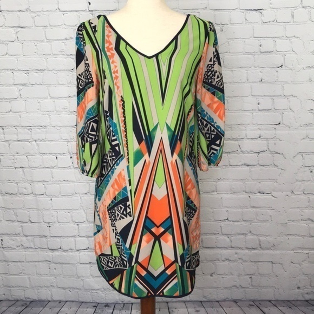PINK OWL Multicolored Geometric Shift Dress sz S